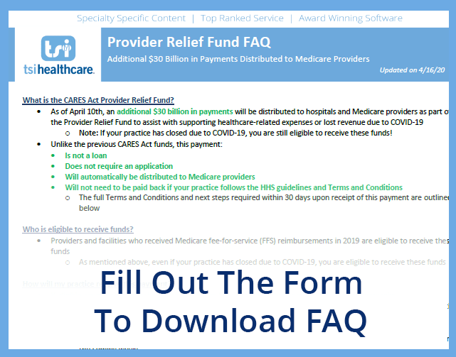 FAQ - Provider Relief Fund